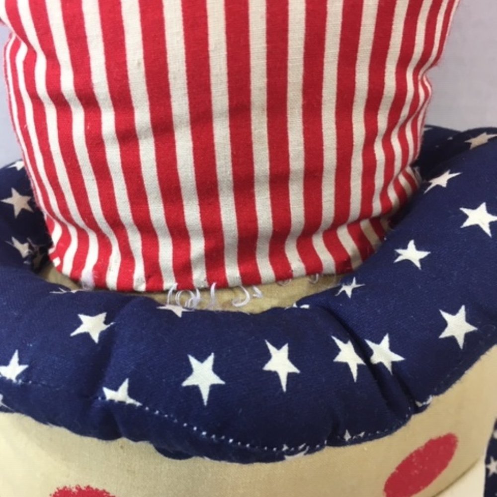 Vintage Handmade Patriotic Uncle Sam Humpty Dumpty Cloth Doll Stuffed Toy 26" - Picture 10 of 10